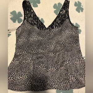 Speidel Black and Brown Lace Trim Top